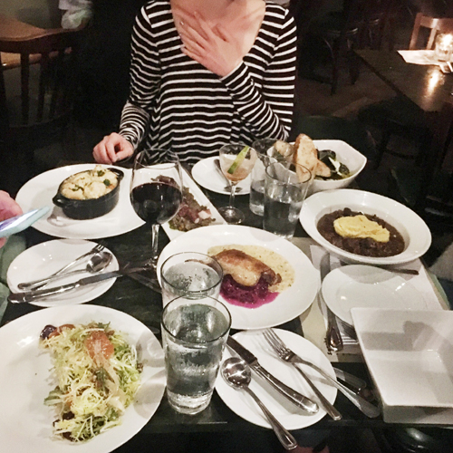 Dinner spread at Peche